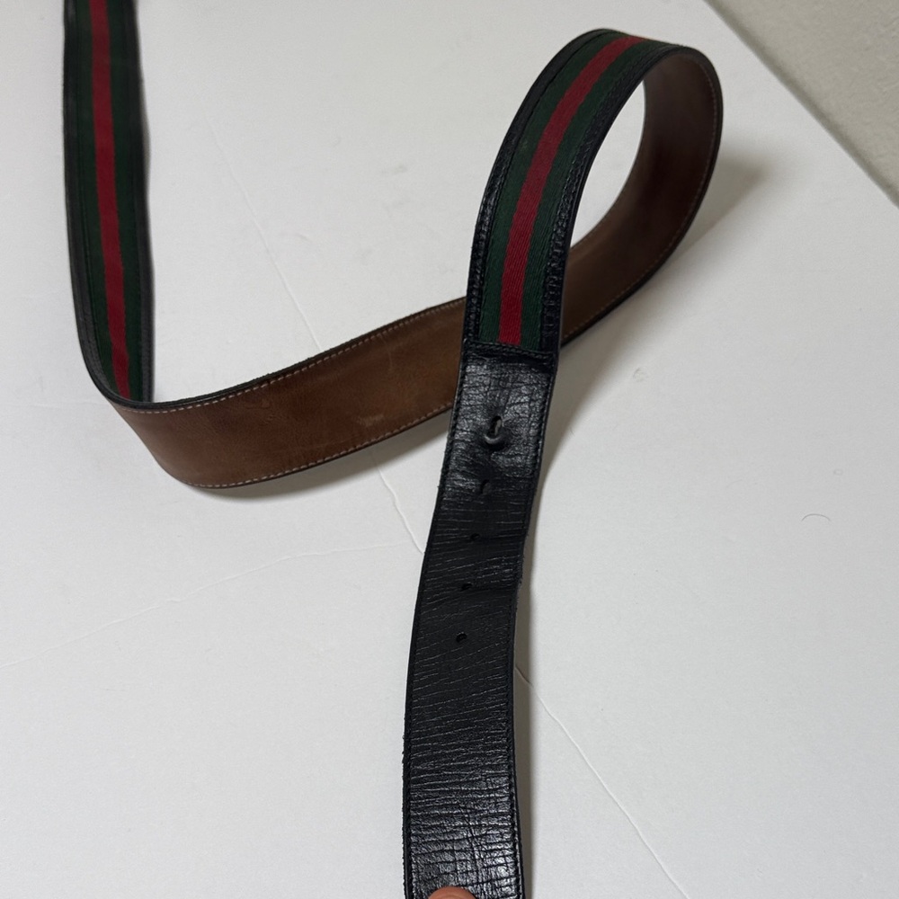 Gucci Unisex Black, Green, and Red Web Belt size 110/44 - Picture 4 of 6